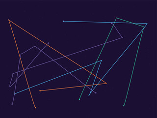 Colorful geometric shapes and lines on dark background abstract 1