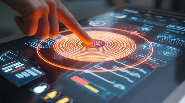 shows a detailed close up view of a modern and futuristic user interface with interactive elements and a sleek design A futuristic digital healthtech concept