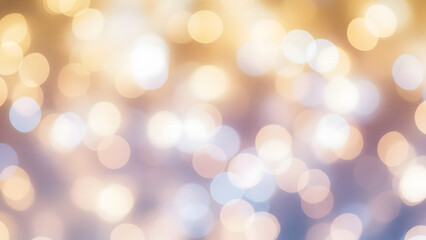 Fototapeta premium Golden, white, and purple bokeh lights creating a soft and dreamy abstract background isolated on white background, illustration