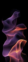 Abstract purple-orange flame design, black background, graphic design element