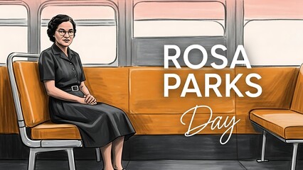 Rosa parks sitting on bus seat on rosa parks day