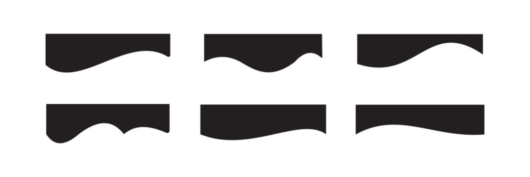 Collection of dividers shape templates. Modern separator header for website and app. Curve lines, wave collection of abstract design element for top and bottom page web site.