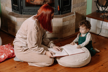 Mother and Son Bonding Over a Book at Home
