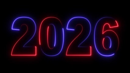 2026 Happy new year 2026 neon animated background greetings happy new year 2026 fireworks neon text . Represents New Year's Eve, celebration, Christmas, countdown, and future concepts.