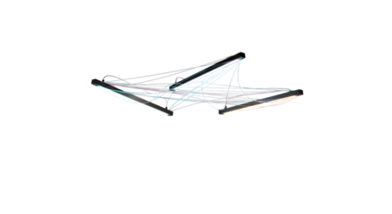 Modern led tube lights in corner isolated on white background for interior