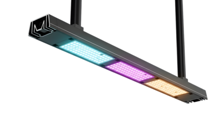 Modern led lamp with colorful light isolated on white background