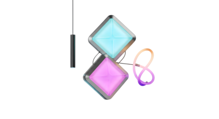 Modern led lamp with neon light isolated on white background