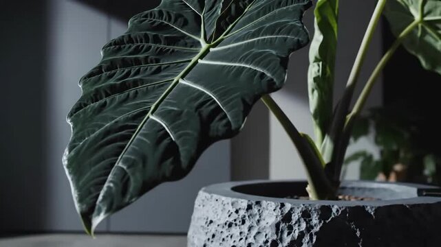 Elephant Ear Plant In Gray Pot Elegant Home Decor Ideas With A Tropical Touch