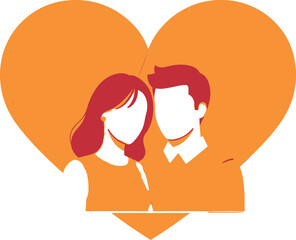 Couple in love, heart symbol, romantic couple silhouette