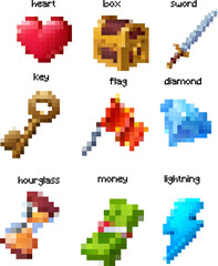 Pixel Art UI Icons Collection Fantasy Game Assets