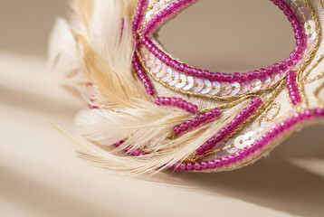 Ornate Carnival Mask with Feathers and Sequins