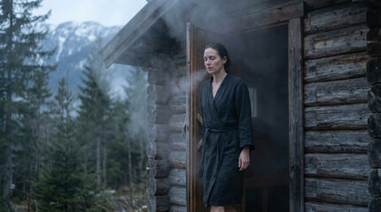 Women practice wellness and self-care in nature with sauna rituals and personal moments of relaxation