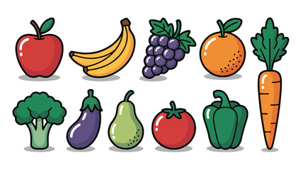 colorful cartoon fruits and vegetables illustration