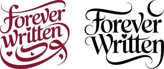 Elegant calligraphy designs showcasing the word forever written in two color variations