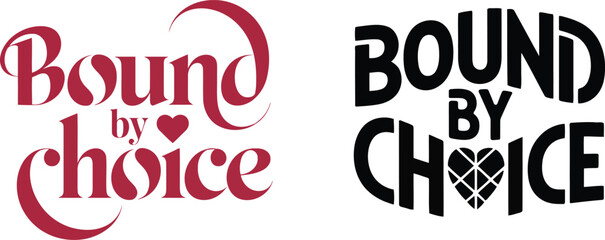 Two versions of the bound by choice logo with differing styles and color