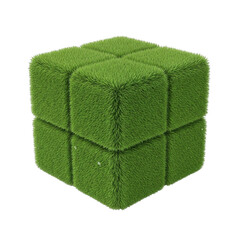 Green cube with grass texture