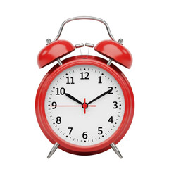 Red alarm clock displaying time