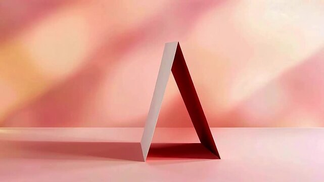 Minimalist tent card animation with glowing red interior, pastel pink peach gradient and elegant design background
