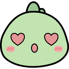 Obraz premium Surprised Shocked Kawaii Green Dinosaur Character