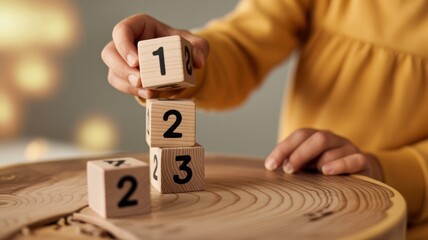 Wooden cubes with numbers first, second, and third. Task priority and management concept. The order of priority in any activity. Set work priority. 

