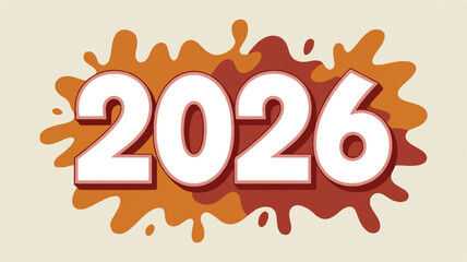 large white numbers on orange and brown paint splatter background