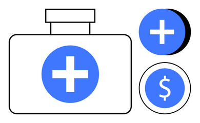 Fototapeta premium Medical fund concept. Medical fund symbols combining healthcare and financial support visuals. Medical fund for financial aid in emergencies. For healthcare, insurance, donations, finance