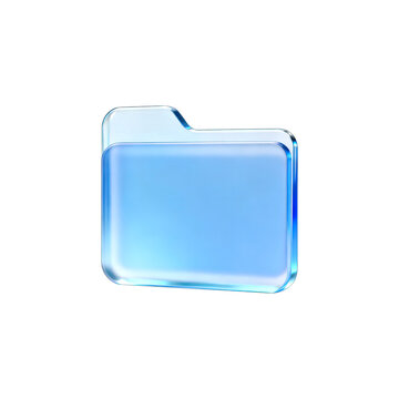 3d rendered icon of glossy glass folder symbol