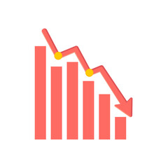 Declining Bar Chart with Downward Arrow Showing Negative Trend. Vector Illustration.
