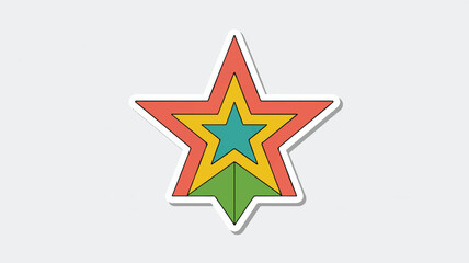 Multicolored star sticker with white outline