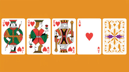 playing cards hearts jack queen king ace back