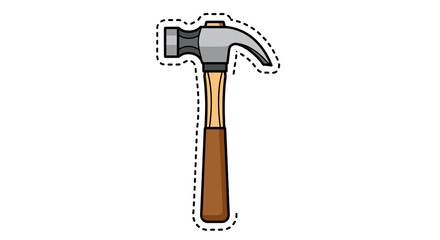 Hammer tool with wooden handle on white background  
