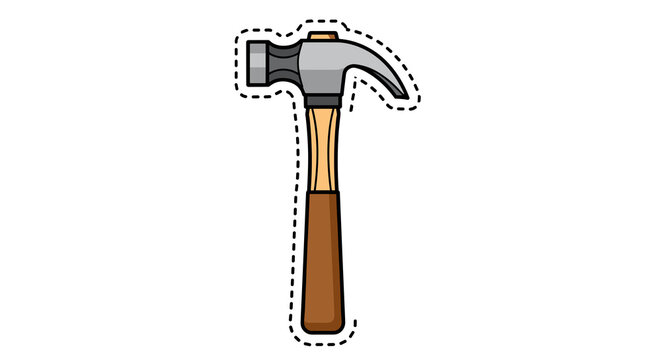 Hammer tool with wooden handle on white background   - Powered by Adobe