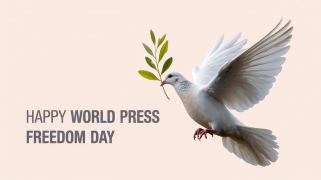 Celebrating world press freedom day with peaceful dove