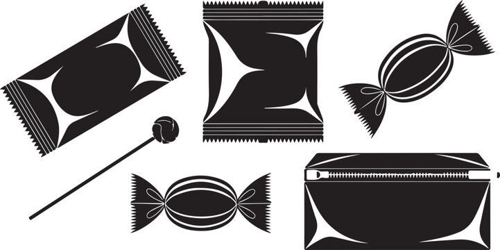 Black Candy Wrapper Icon Set
