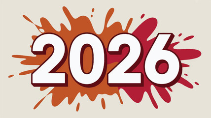 Vibrant colorful illustration of the year 2026 with splashes