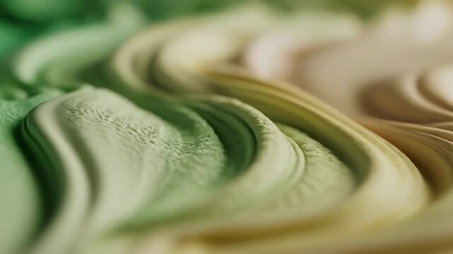 Abstract Wavy Green and Yellow Pattern with Soft Focus and Dynamic Movement.