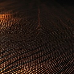 Close-up of an abstract patterned surface with metallic hues, featuring intricate lines and textures.