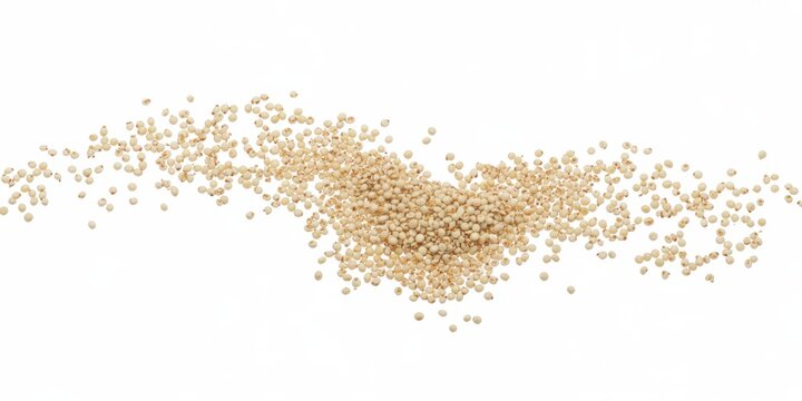 Raw quinoa seeds flying, isolated on white background, clipping path, macro 
