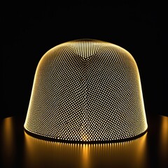 A warm, glowing light effect created by a perforated shade with a black background, evoking modern design.