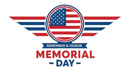 Memorial Day modern graphic design with stars patriotic colors and remembrance message
