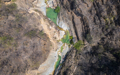 Obraz premium Jagüeyes de Mayascón, a place with crystal clear pools formed around the mountains, Chiclayo in Lambayeque - Peru