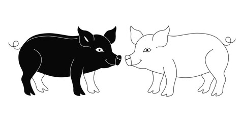pig line art , pig silhouette © pk bain