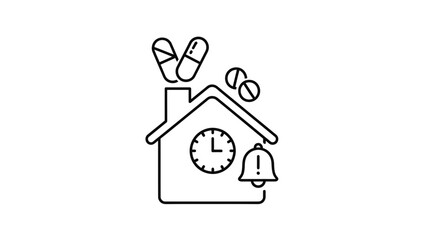 Home Healthcare Medication Management with Smart Reminders - Pills, Clock, and Alert Bell