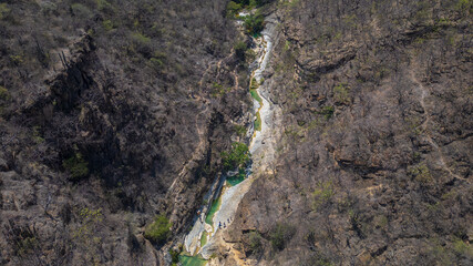 Obraz premium Jagüeyes de Mayascón, a place with crystal clear pools formed around the mountains, Chiclayo in Lambayeque - Peru