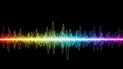 Vibrant sound waveform on black background