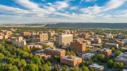 Aerial view of Rapid City, South Dakota. Rapid City is the county seat of Pennington County in South Dakota and the second most populous city in the state.