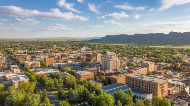 Aerial view of Rapid City, South Dakota. Rapid City is the county seat of Pennington County in South Dakota and the second most populous city in the state.