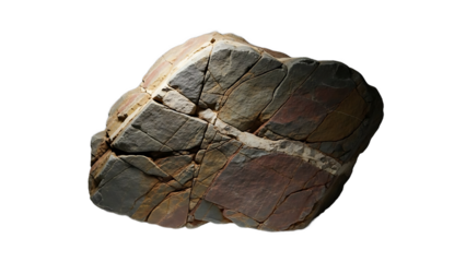 Large Fragmented Rock with Mixed Earth Tones isolated on a transparent background stone