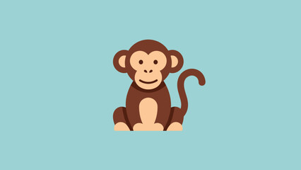 Cute cartoon monkey sitting and smiling with a curved tail. © Chun