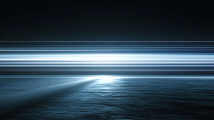 Horizontal blue light rays with glowing speed lines and flash effects, symbolizing motion, energy, technology, and dynamic futuristic movement